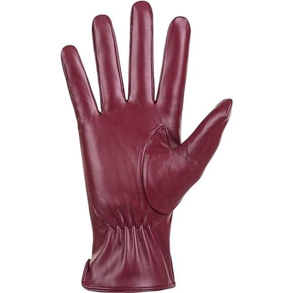 Women BlackWinter Leather Warm Touchscreen Driving Texting Cashmere Lined Gloves - Picture 2 of 8
